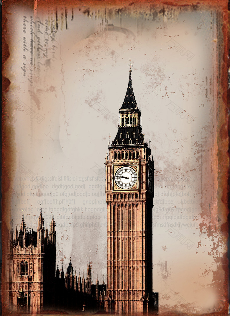英伦风复古大本钟背景素材