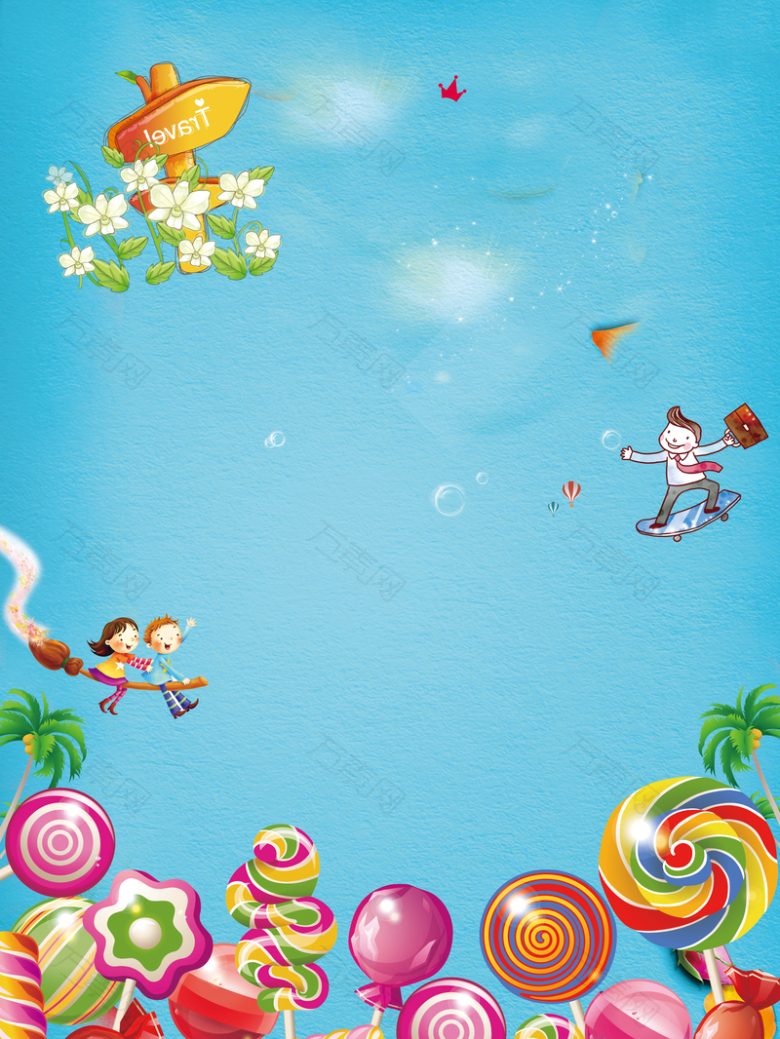 六一儿童节棒棒糖促销海报背景素材