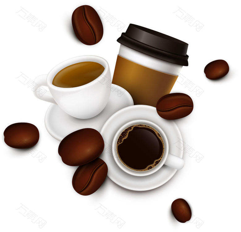 美味咖啡和咖啡豆矢量背景素材