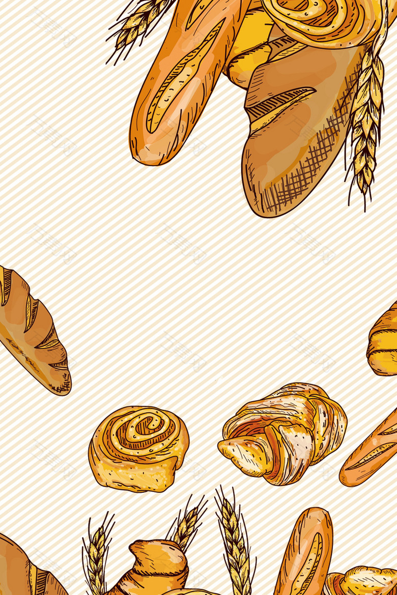 卡通手绘美食面包