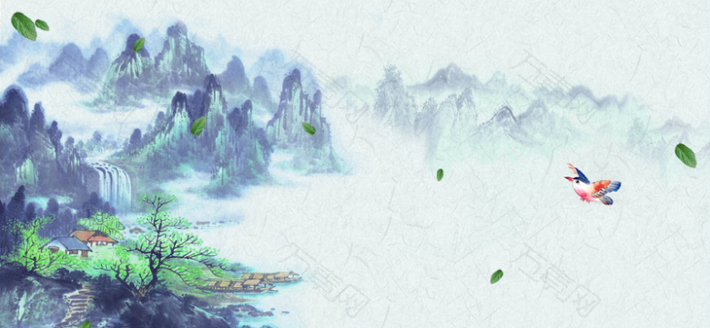 谷雨中国风山河燕子纹理背景