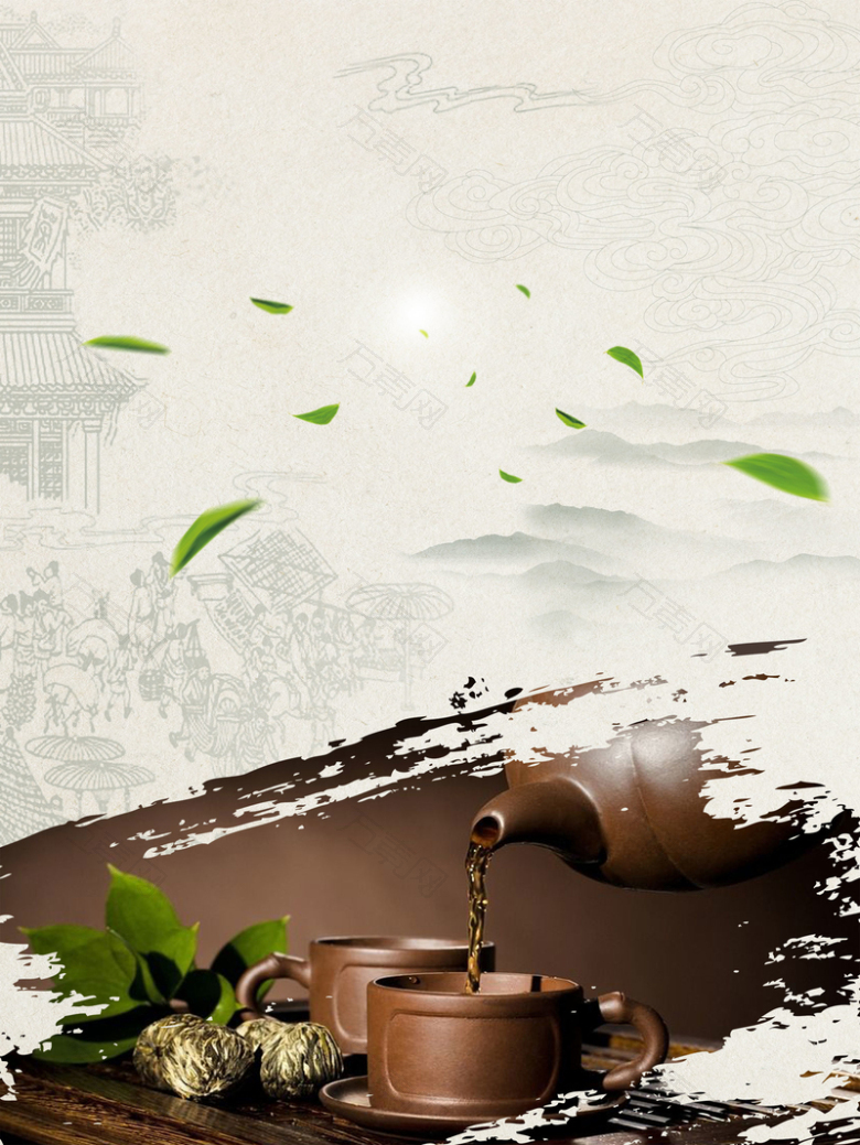 茶道茶具茶文化背景图片
