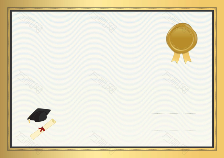 金色边框毕业证书矢量背景