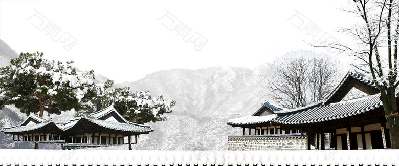 冬季雪景大气建筑白色banner