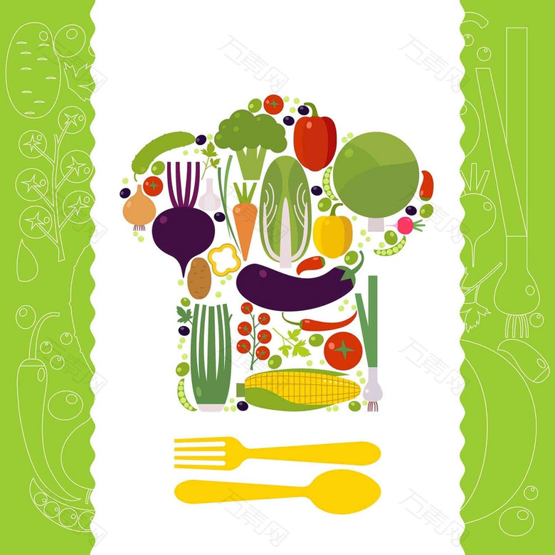 美式有机食品蔬菜专卖商店厨房绿色海报背景