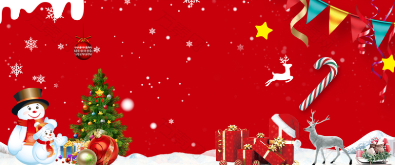 圣诞节礼物红色雪花banner