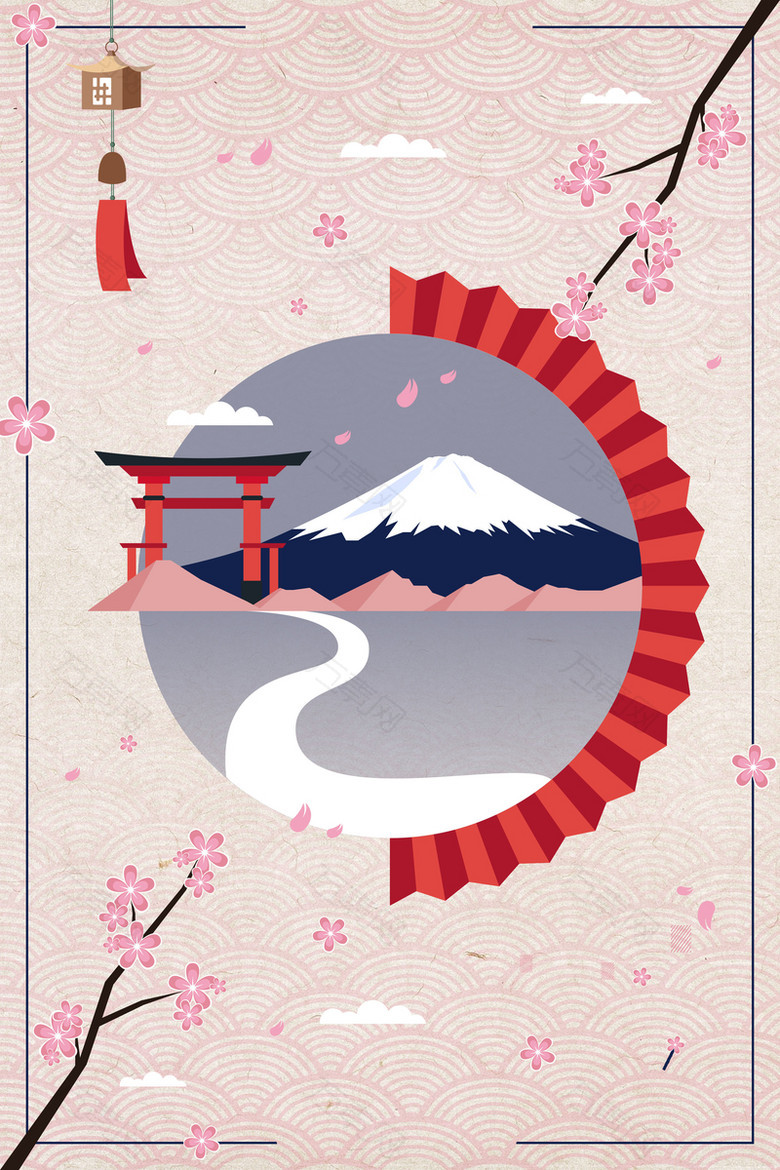 日本旅行日式风情海报背景素材