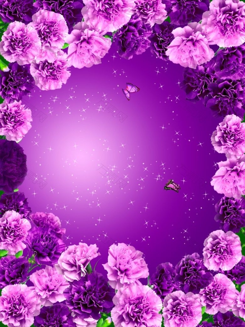 母亲节紫色花卉海报背景