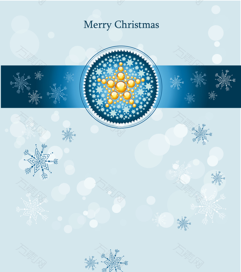 蓝色魔法星星雪花圣诞海报背景素材