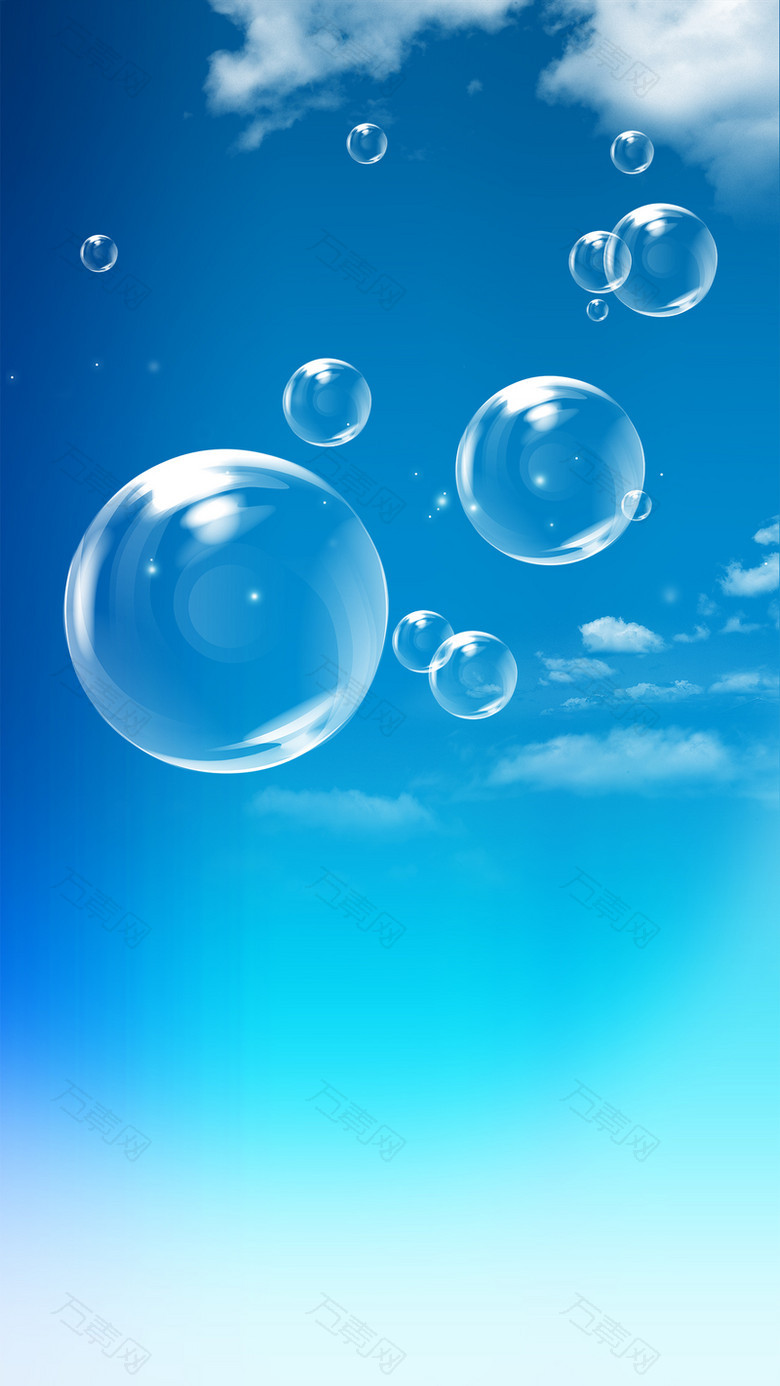 蓝天白云晶莹气泡H5背景素材