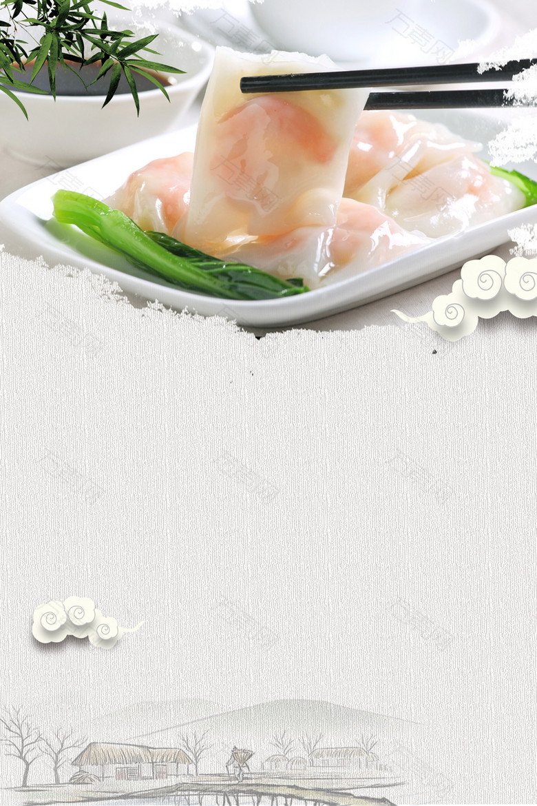广州肠粉美食海报背景素材