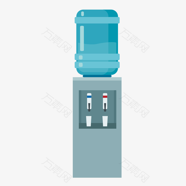 灰色饮水机和蓝色桶装水