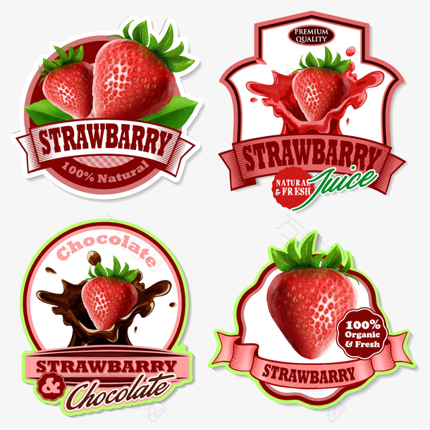 草莓甜点标签