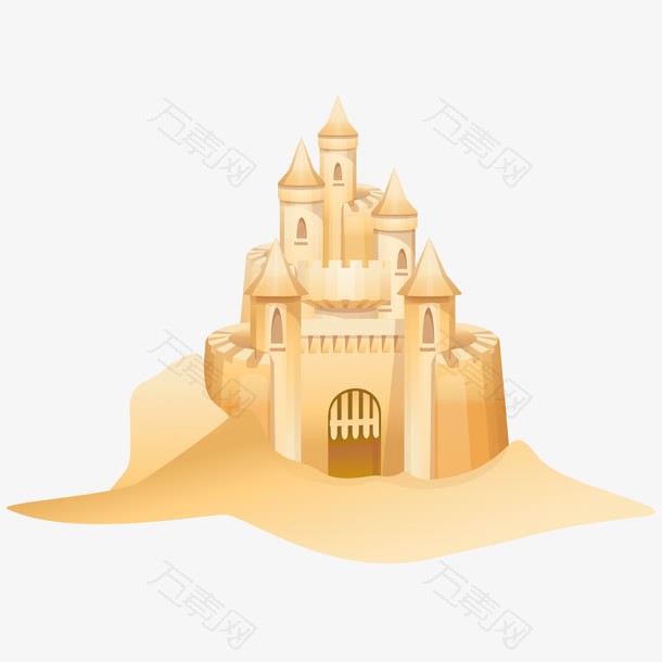 卡通海边的沙雕城堡设计