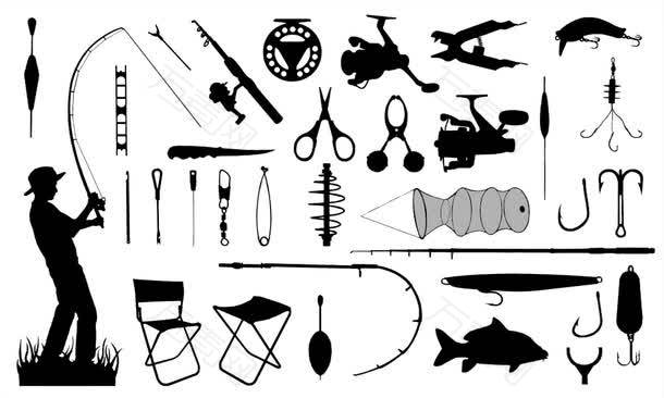 矢量钓鱼主题元素设计素材