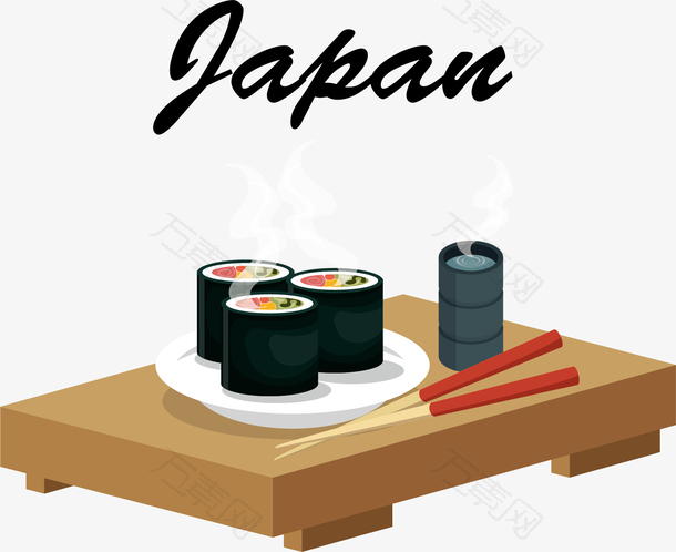 矢量图日本料理美食
