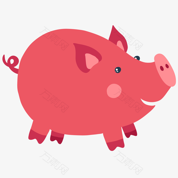 卡通红色的小猪设计