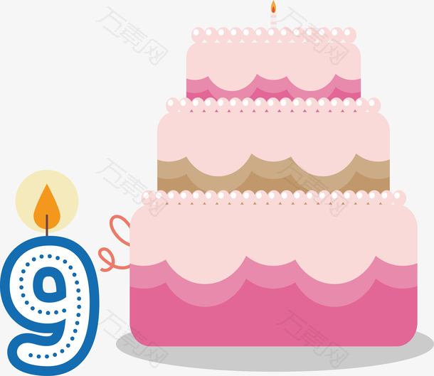 唯美蛋糕蜡烛数字9卡通蛋糕生日