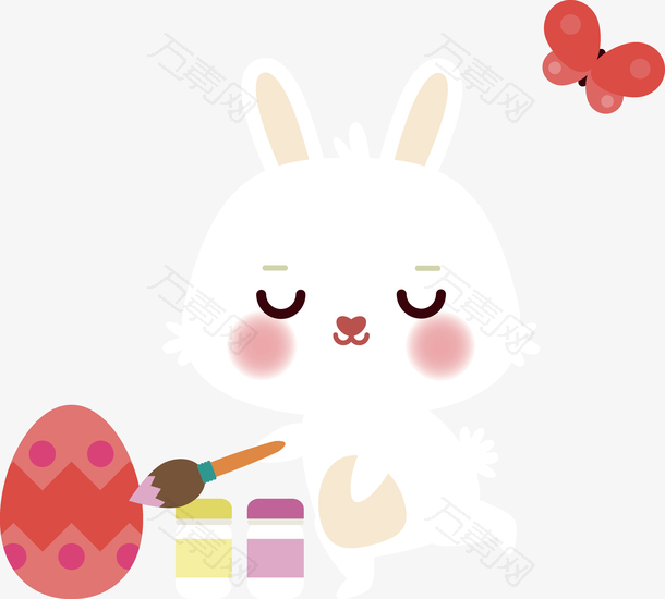 卡通复活节小兔子画彩蛋表情素材