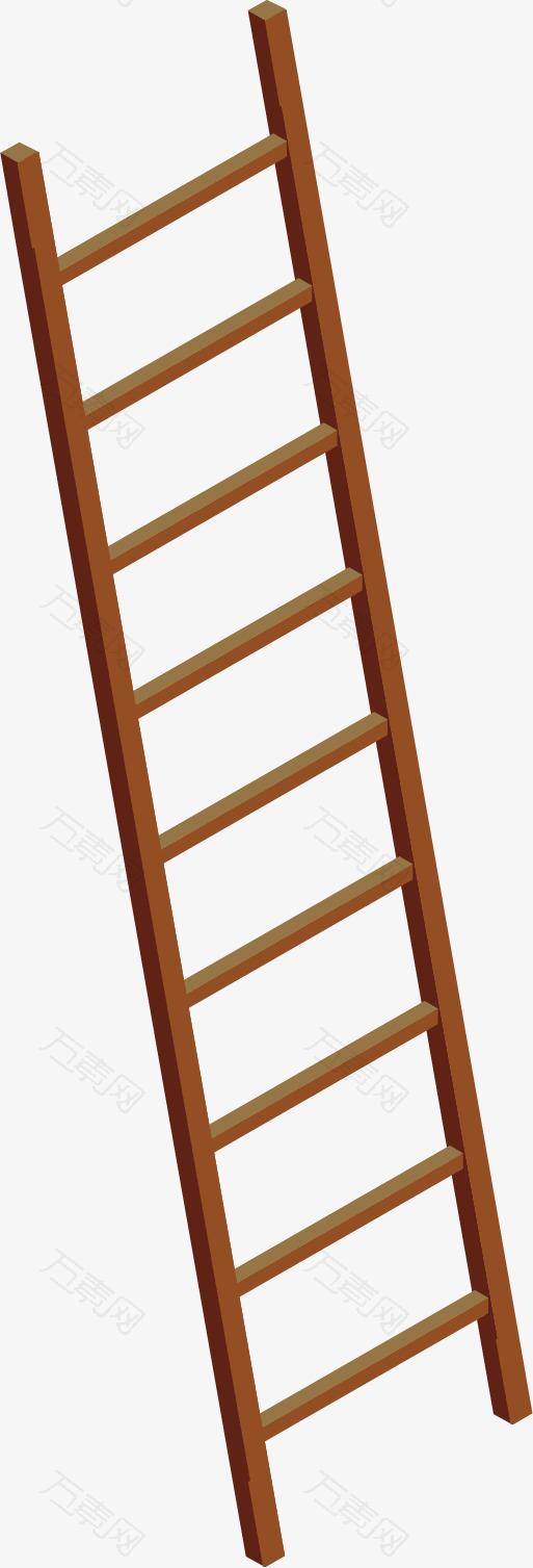 矢量图棕色实木梯子