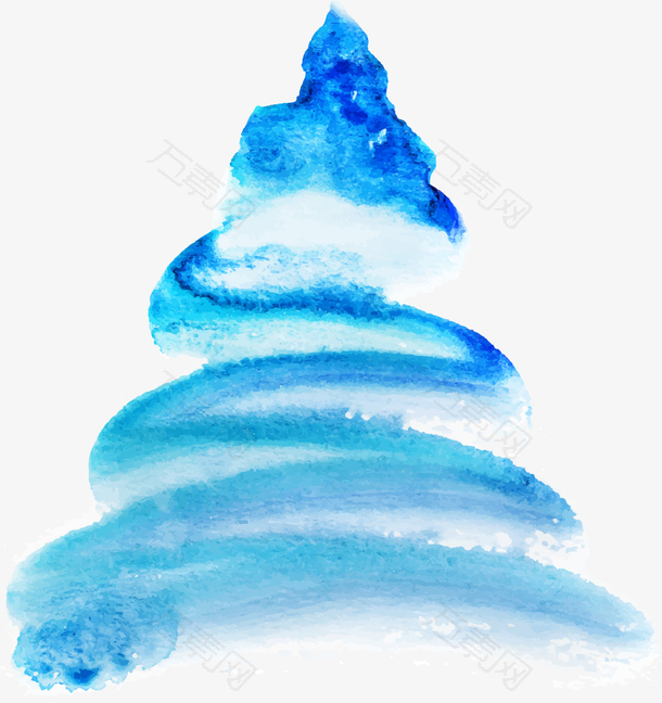 蓝色水彩圣诞树