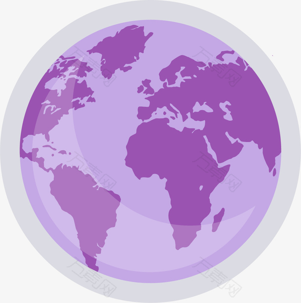 紫色手绘地球星球