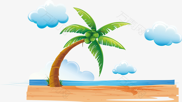 美丽的海滩椰子树