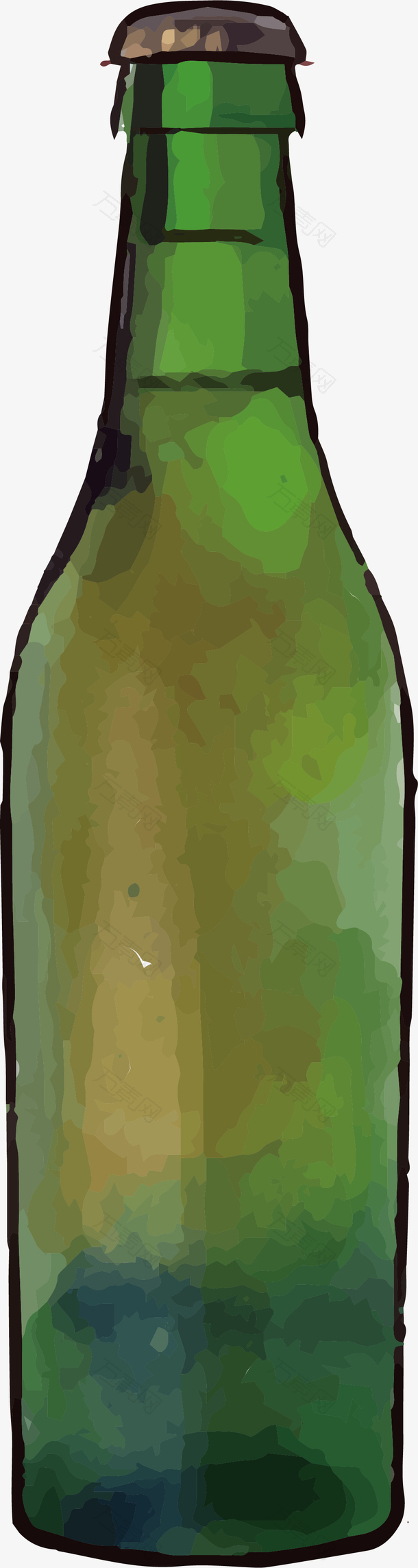 绿色卡通啤酒瓶矢量素材