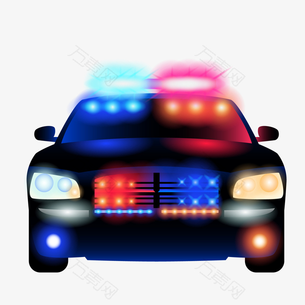 彩色警察汽车元素