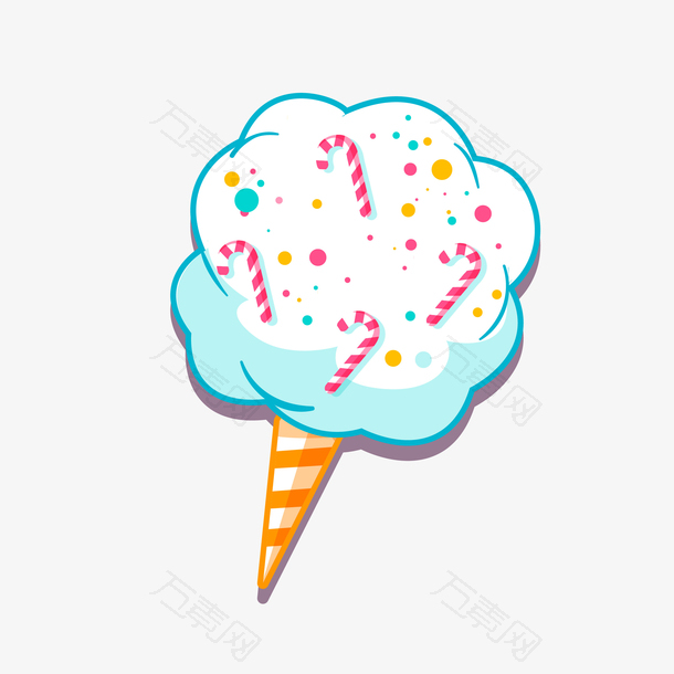 卡通拐杖点缀的冰淇淋