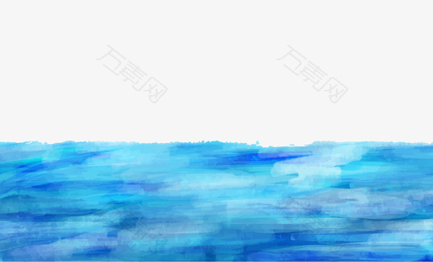 水彩绘蓝色大海风景矢量图