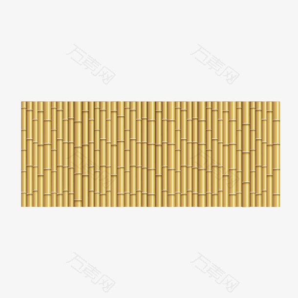 一排整齐的金色的竹子带几片竹叶