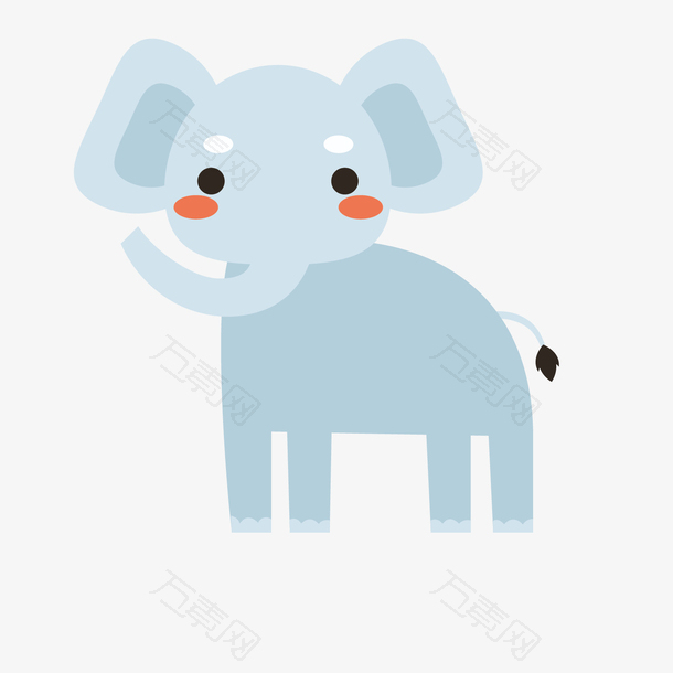 淡蓝色小象动物手绘