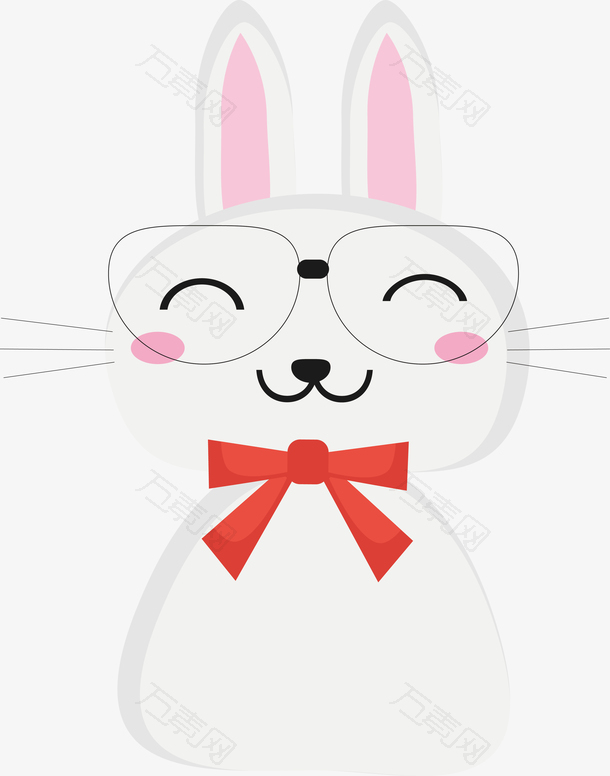 可爱红领巾小白兔设计