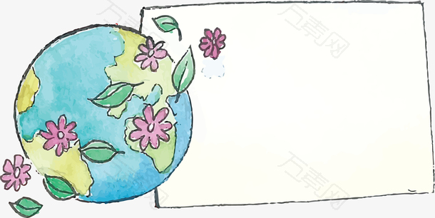 水彩手绘地球日标题框
