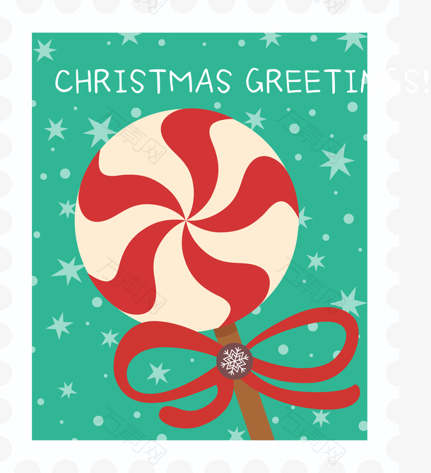 圣诞节棒棒糖糖果邮票