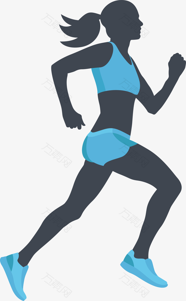 跑步健身主题女士剪影矢量素材