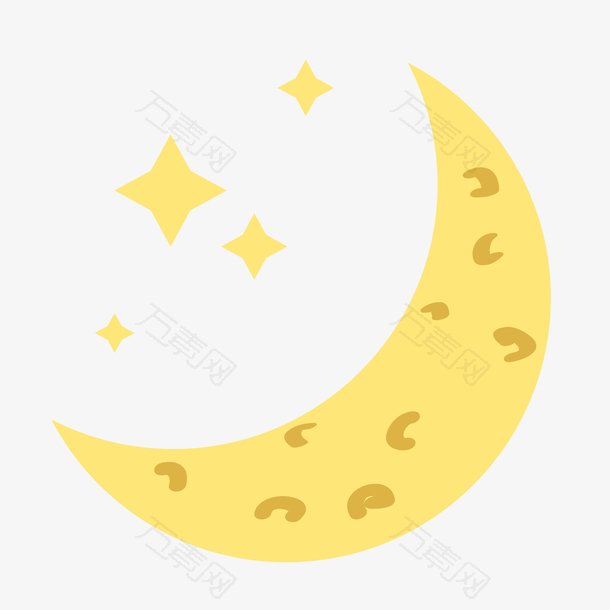 黄色月亮卡通图标