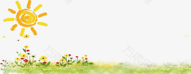 春季阳光下的草地装饰边框