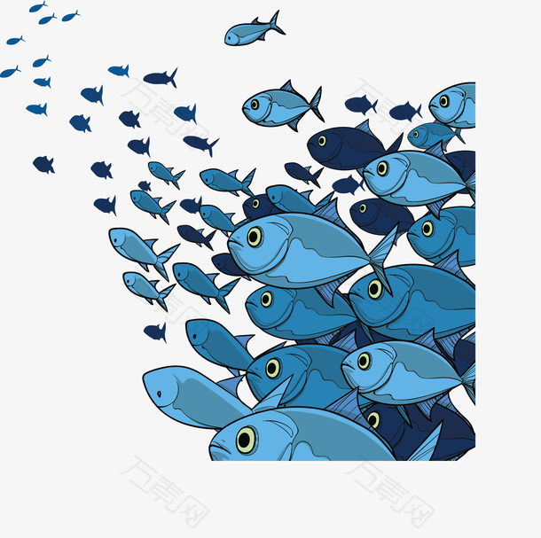 卡通蓝色海洋鱼群