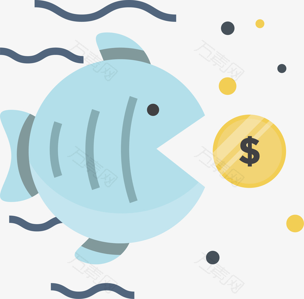 小鱼金融赚钱插画