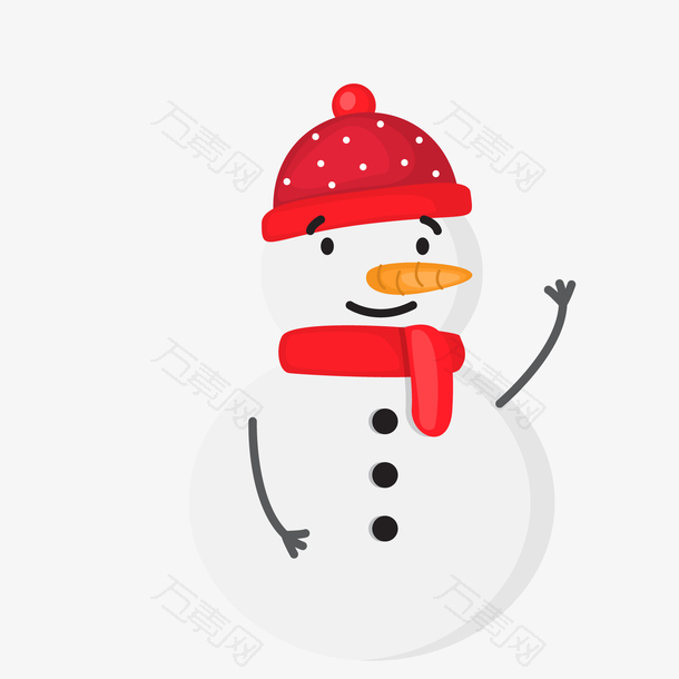 红白色点状帽子围巾卡通雪人