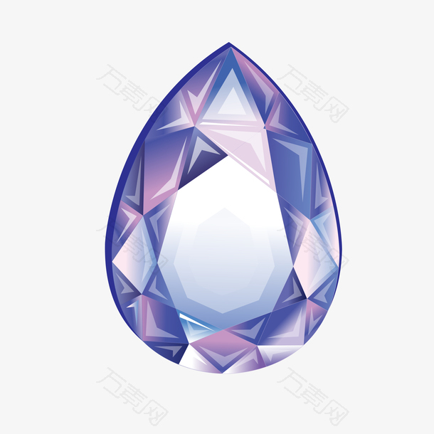 紫色水滴形钻石矢量