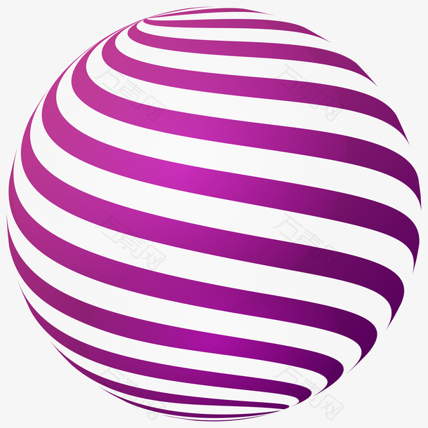 紫白色条纹球体插画