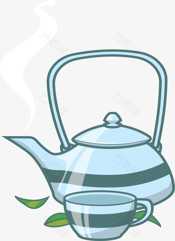 美容院蓝色花茶茶壶