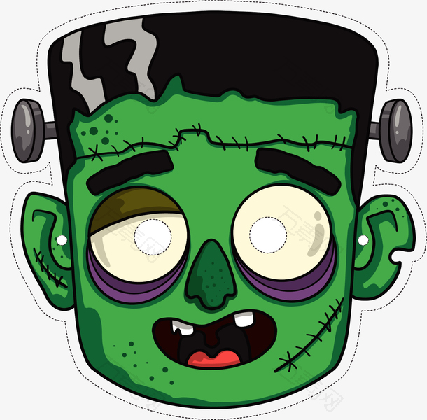卡通绿色僵尸面具