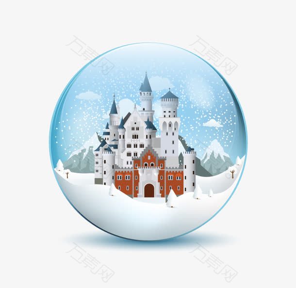 雪中的城堡水晶球