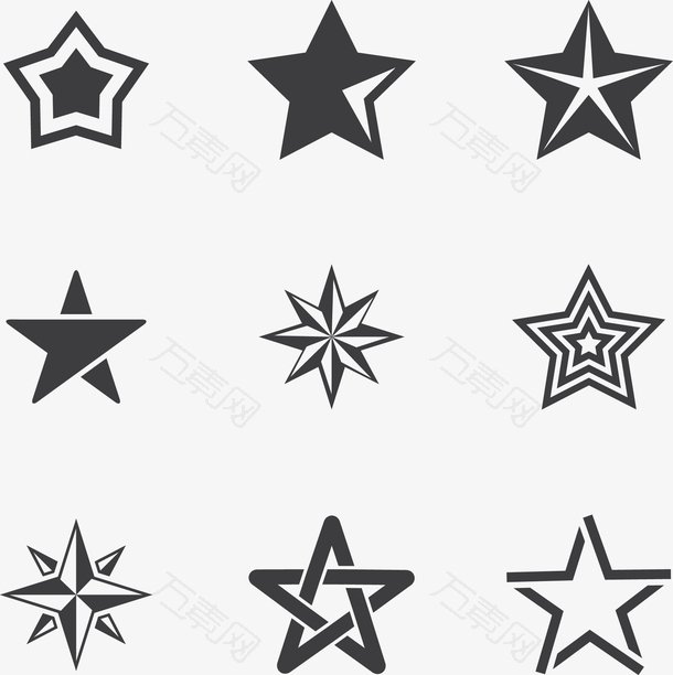 装饰多种形态的黑色星星