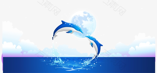 小清新蓝色海豚