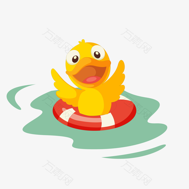 卡通游泳的鸭子设计